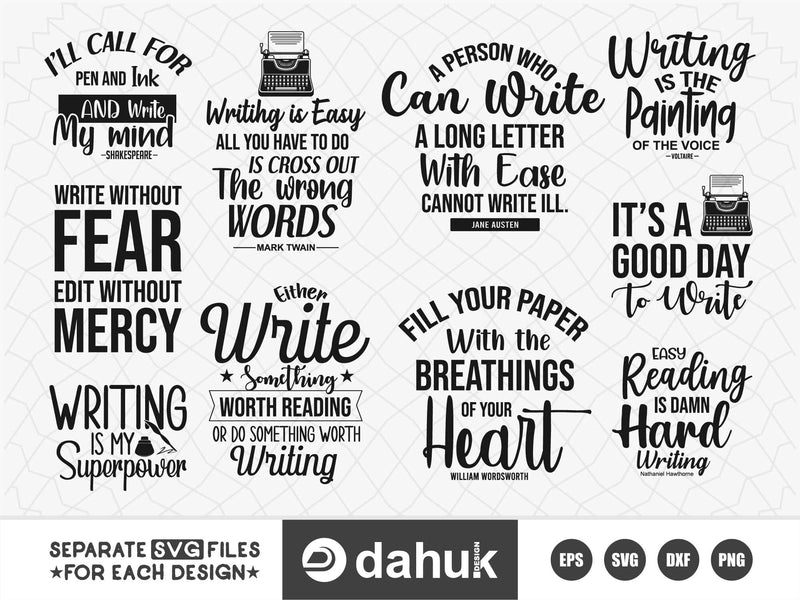 Quotes by writers about writing SVG, Literary Quote, Writing Svg SVG dahukdesign 