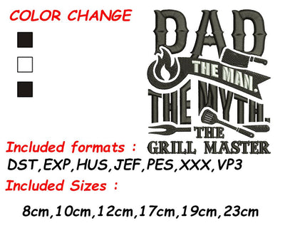 Quotes for Father, Dad Embroidery, Father Gift Design, The Man, Embroidery for Dad, Grilling Design Embroidery/Applique DESIGNS SVG Digital Designer 