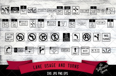 R3 series -Lane usage and turns Icon SVG -Vector Symbol Commercial & Personal Use- Cricut,Silhouette,Cameo,Vinyl Cut SVG Loveleen Kaur 