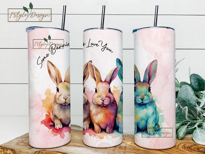 Rabbit Bunny Bunnies Lover 20 Oz Skinny Sublimation Tumbler Wrap Digital Design PNG File Download Sublimation iStyleDesign 