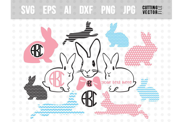 Rabbit Clip Art Monogram SVG VectorSVGdesign 