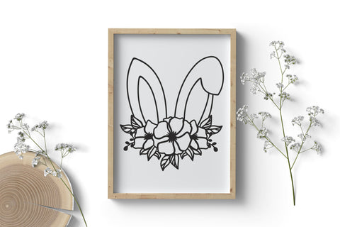 Rabbit Ears Svg file, Floral Bunny Ears Cut file, Animal Flowers, Easter Rabbit Svg, Flower Clipart, Happy Easter Png, Cricut, Spring, Diy SVG BogeliaVector 