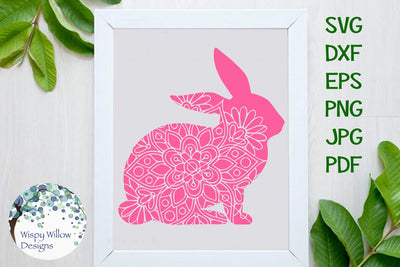 Rabbit Floral Mandala SVG Wispy Willow Designs 