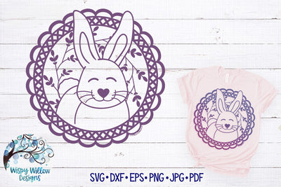 Rabbit in Floral Wreath SVG SVG Wispy Willow Designs 
