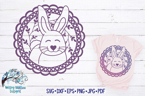 Rabbit in Floral Wreath SVG SVG Wispy Willow Designs 