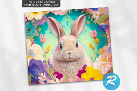 Rabbit In Flowers Easter 20 oz / 30 oz Tumbler PNG Sublimation Regulrcrative 