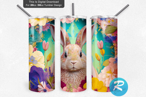Rabbit In Flowers Easter 20 oz / 30 oz Tumbler PNG Sublimation Regulrcrative 