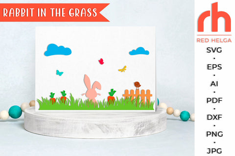 Rabbit in the Grass SVG - Spring Scene Cut File SVG RedHelgaArt 