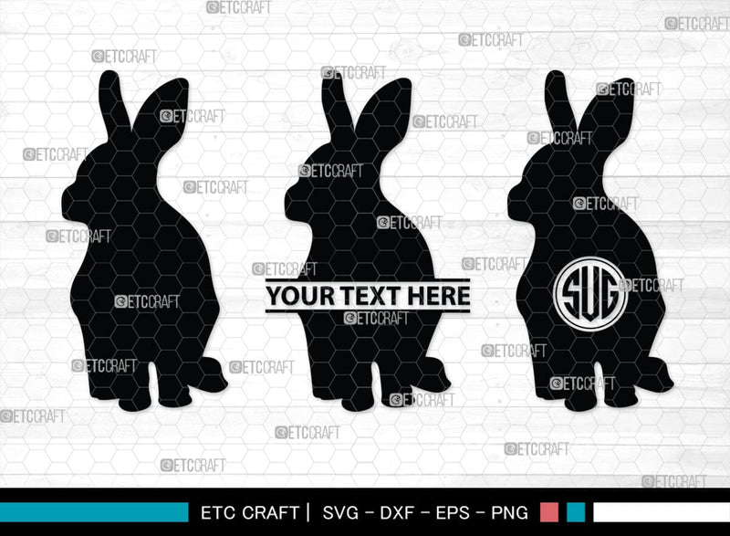 Rabbit Monogram, Rabbit Silhouette, Rabbit SVG, Hare Svg, Bunny Svg ...