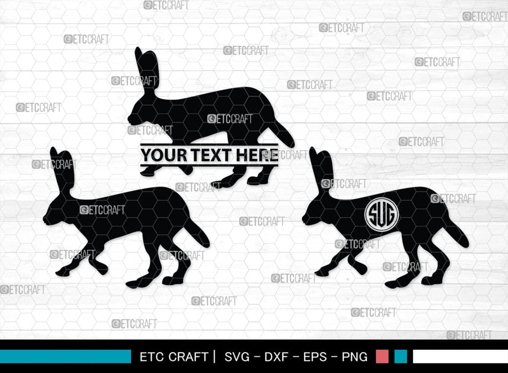 Rabbit Monogram, Rabbit Silhouette, Rabbit SVG, Hare Svg, Bunny Svg ...