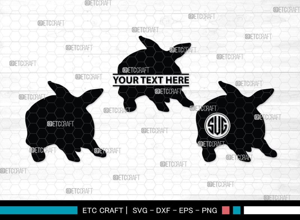 Rabbit Monogram, Rabbit Silhouette, Rabbit SVG, Hare Svg, Bunny Svg ...
