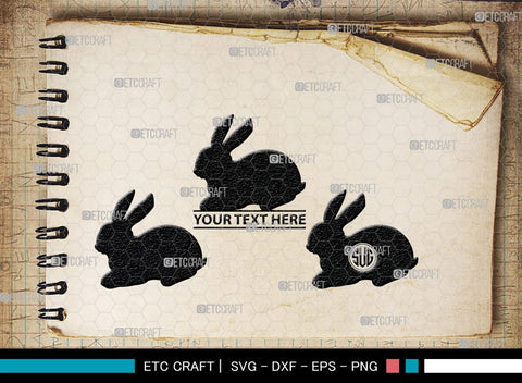 Rabbit Monogram, Rabbit Silhouette, Rabbit SVG, Hare Svg, Bunny Svg, Hopping Rabbit Svg, Bunnies Svg, Bunny Rabbit Svg, SB00308 SVG ETC Craft 