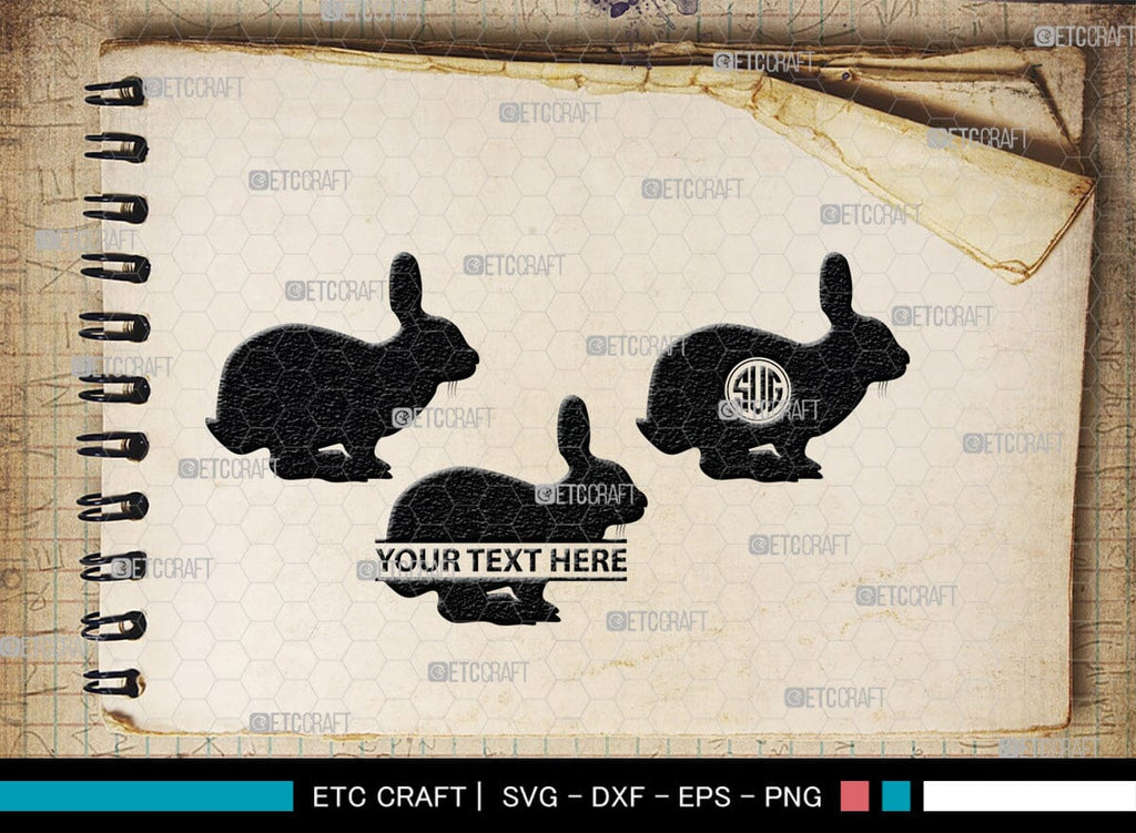 Rabbit Monogram, Rabbit Silhouette, Rabbit SVG, Hare Svg, Bunny Svg ...