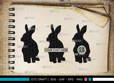 Rabbit Monogram, Rabbit Silhouette, Rabbit SVG, Hare Svg, Bunny Svg, Hopping Rabbit Svg, Bunnies Svg, Bunny Rabbit Svg, SB00308 SVG ETC Craft 