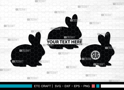 Rabbit Monogram, Rabbit Silhouette, Rabbit SVG, Hare Svg, Bunny Svg, Hopping Rabbit Svg, Bunnies Svg, Bunny Rabbit Svg, SB00308 SVG ETC Craft 
