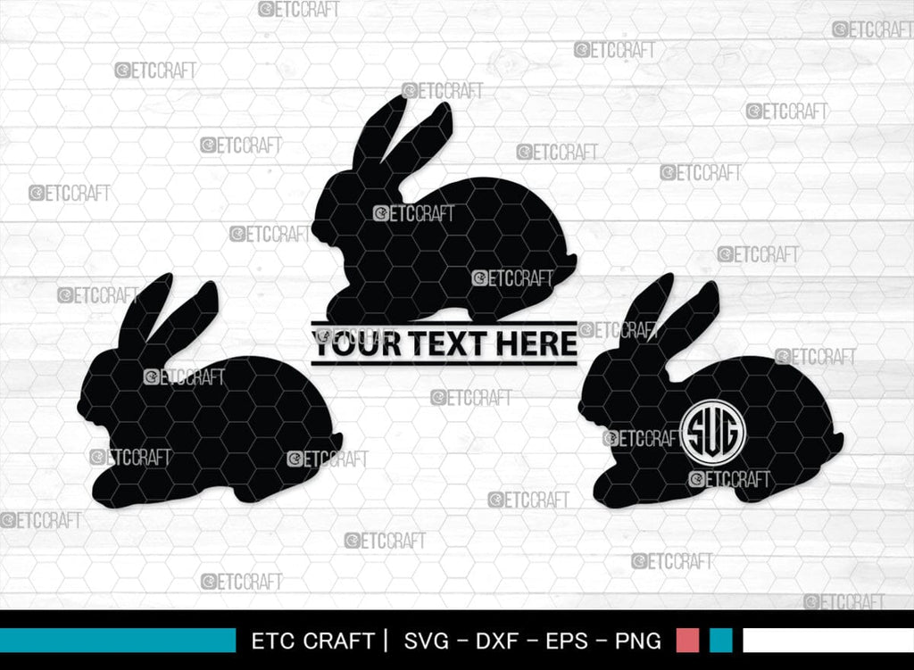 Rabbit Monogram, Rabbit Silhouette, Rabbit SVG, Hare Svg, Bunny Svg ...
