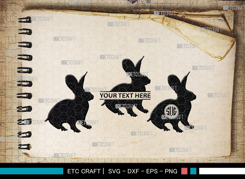 Rabbit Monogram, Rabbit Silhouette, Rabbit SVG, Hare Svg, Bunny Svg ...