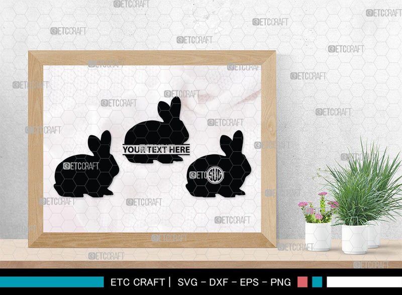 Rabbit Monogram, Rabbit Silhouette, Rabbit SVG, Hare Svg, Bunny Svg ...
