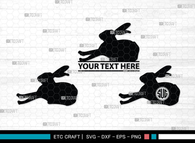 Rabbit Monogram, Rabbit Silhouette, Rabbit SVG, Hare Svg, Bunny Svg, Hopping Rabbit Svg, Bunnies Svg, Bunny Rabbit Svg, SB00308 SVG ETC Craft 