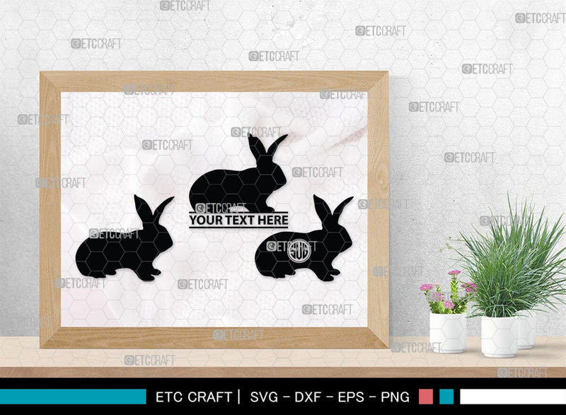 Rabbit Monogram, Rabbit Silhouette, Rabbit SVG, Hare Svg, Bunny Svg ...