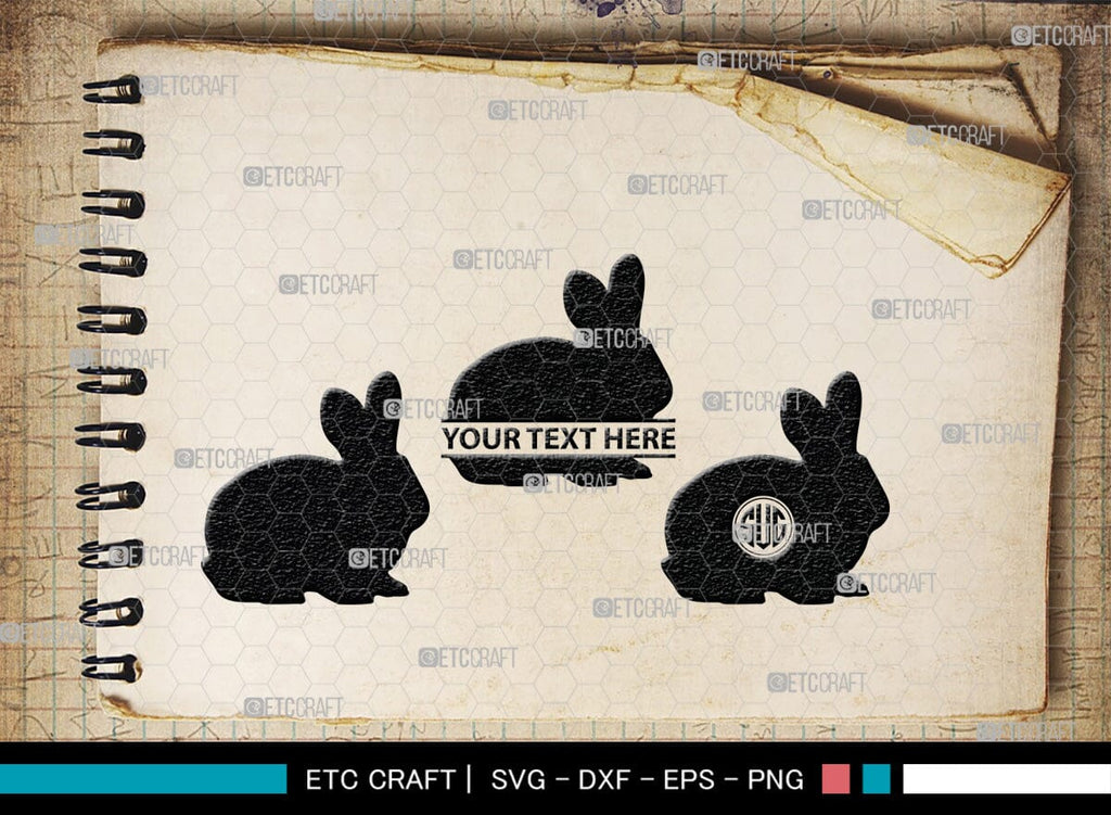 Rabbit Monogram, Rabbit Silhouette, Rabbit SVG, Hare Svg, Bunny Svg ...