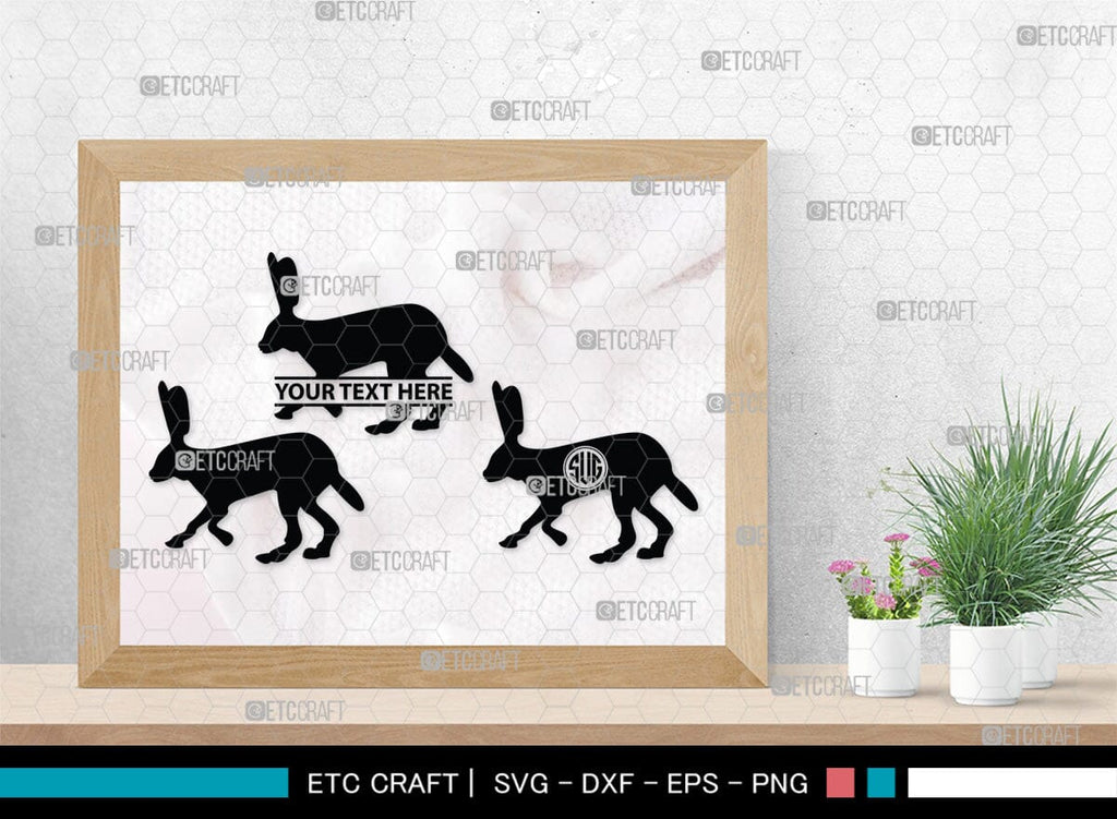 Rabbit Monogram, Rabbit Silhouette, Rabbit SVG, Hare Svg, Bunny Svg ...