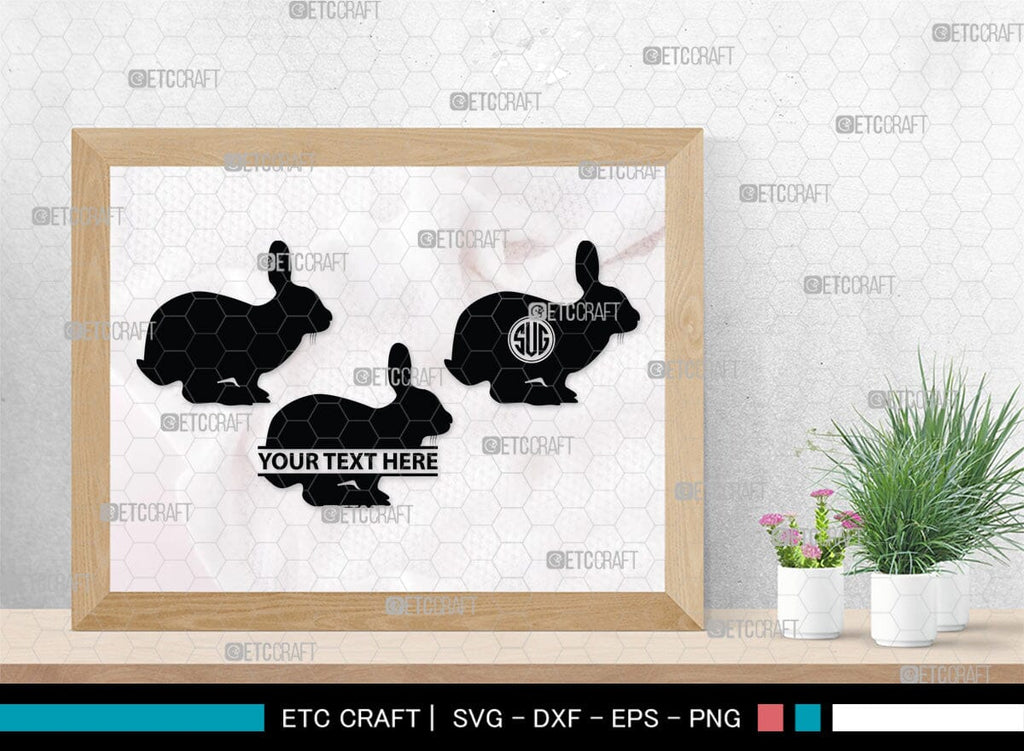 Rabbit Monogram, Rabbit Silhouette, Rabbit SVG, Hare Svg, Bunny Svg ...