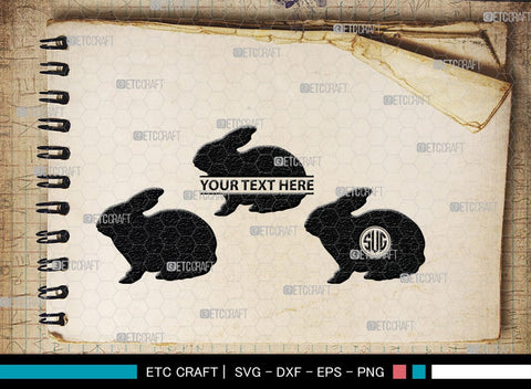 Rabbit Monogram, Rabbit Silhouette, Rabbit SVG, Hare Svg, Bunny Svg, Hopping Rabbit Svg, Bunnies Svg, Bunny Rabbit Svg, SB00308 SVG ETC Craft 