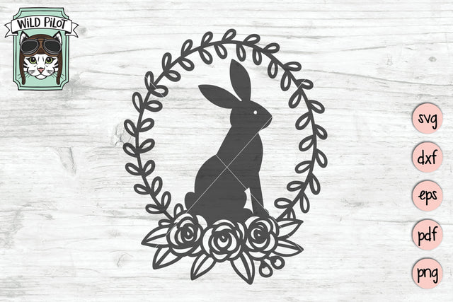 Rabbit Rose Wreath SVG Cut File SVG Wild Pilot 