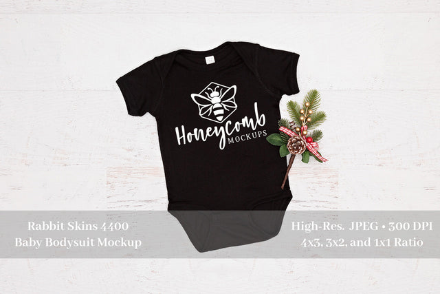 Rabbit Skins 4400 Black Mockup, Christmas Mockup, Baby Bodysuit Mockup Mock Up Photo Honeycomb Mockups 