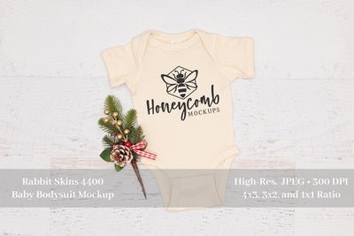 Rabbit Skins 4400 Natural Mockup, Christmas Mockup, Baby Bodysuit Mockup Mock Up Photo Honeycomb Mockups 
