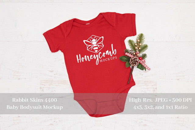 Rabbit Skins 4400 Red Mockup, Christmas Mockup, Baby Bodysuit Mockup Mock Up Photo Honeycomb Mockups 