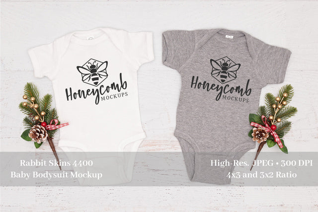 Rabbit Skins 4400 White and Heather Mockup, Christmas Mockup, Baby Bodysuit Mockup, Twins Mockup, Sibling Mockup Mock Up Photo Honeycomb Mockups 