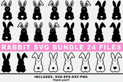 Rabbit Svg bundle, Bunny Svg bundle, Easter Bunny Svg, Easter Svg, Easter cut files, Bunny silhouette svg, bunny clipart svg SVG Isabella Machell 