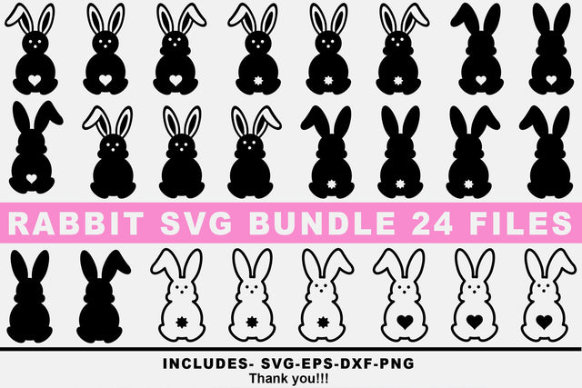 Rabbit Svg bundle, Bunny Svg bundle, Easter Bunny Svg, Easter Svg, Easter cut files, Bunny silhouette svg, bunny clipart svg SVG Isabella Machell 