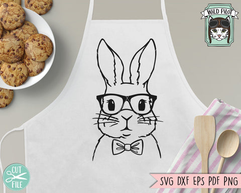 Rabbit SVG, Bunny With Glasses SVG, Rabbit Cut File, Easter SVG, Easter Bunny SVG, Animal Face SVG, Eyeglasses Bowtie SVG, Boy Bunny Rabbit SVG File SVG Wild Pilot 