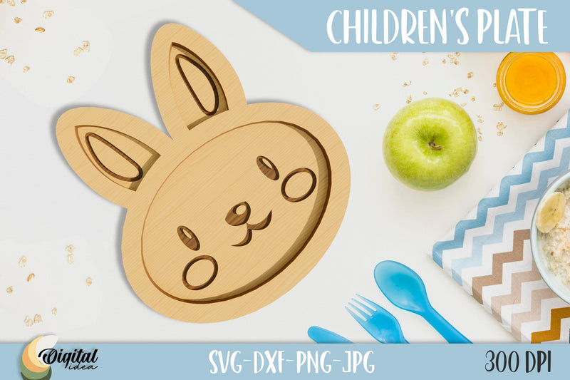 Rabbit SVG. Children's Plate Laser Cut. 3D Funny Design. SVG Evgenyia Guschina 