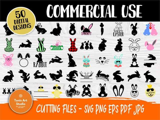 Rabbit SVG Cut Files | 50 Rabbit Clipart | Easter Svg | Svg Bundle | Rabbit Svg | Rabbit Vector | Rabbit Silhouette | Svg Files for Cricut SVG TonisArtStudio 