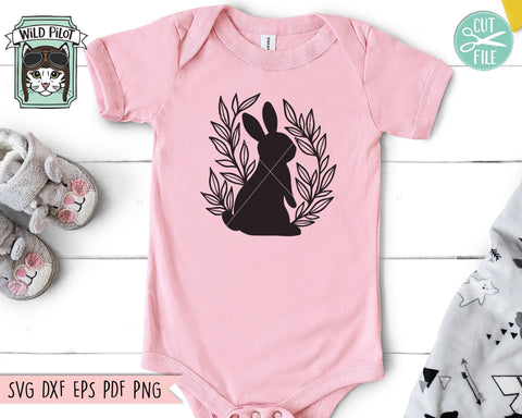 Rabbit SVG File, Easter SVG File, Rabbit Cut File, Bunny Rabbit Silhouette SVG, Rabbit Leaves Cut File, Easter Bunny SVG, Laurel Leaves SVG, Spring SVG SVG Wild Pilot 
