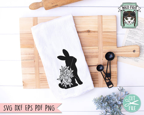 Rabbit SVG File, Easter SVG File, Rabbit Cut File, Rabbit Floral SVG File, Easter Bunny SVG, Bunny Flowers SVG, Bunny Rabbit Silhouette SVG, Spring SVG SVG Wild Pilot 