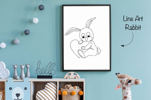 Rabbit svg, Line Art SVG illustration, Valentines day quotes SVG Createya Design 