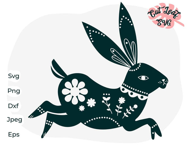 Rabbit svg, Norwegian folk art, norwegian primitive svg, easter bunny svg, easter svg, bunny svg, farm clipart, swedish folk art SVG CutLeafSvg 
