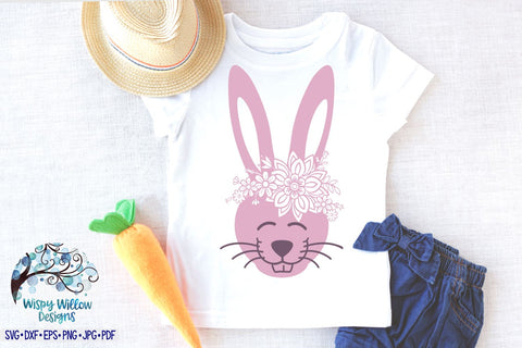 Rabbit with Flowers SVG SVG Wispy Willow Designs 