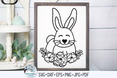 Rabbit with Flowers SVG SVG Wispy Willow Designs 