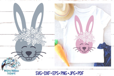 Rabbit with Flowers SVG SVG Wispy Willow Designs 