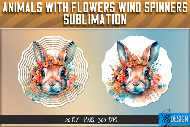 Rabbit with flowers Wind Spinners Sublimation Sublimation Fly Design 