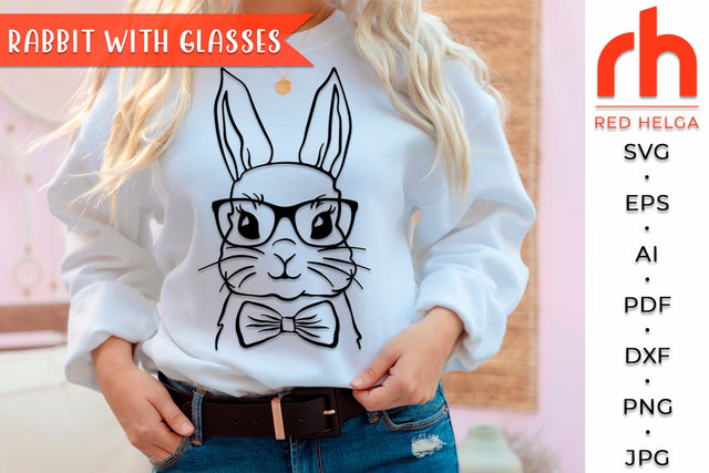 Rabbit with Glasses SVG - Bunny face Cut File SVG RedHelgaArt 