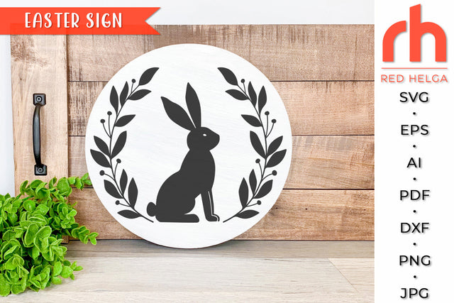 Rabbit Wreath SVG - Easter Sign Cut File SVG RedHelgaArt 