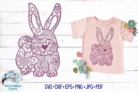 Rabbit Zentangle SVG SVG Wispy Willow Designs 