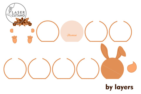 RABBITS EASTER Sweets Box Bundle for Kids, SET OF 5, Candies Box, Multilayer Laser Cut Files, Mandala, Round Sign SVG, 3D Designs, Mini Design Bundles SVG LaserCutano 